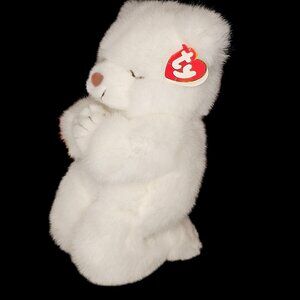 TY Beanie Baby Praying Bear Faith 1995 White Praying Plush‎ Stuffed Animal 10"